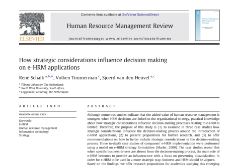 دانلود مقاله ترجمه شده تصمیم سازی و مدیریت منابع انسانی