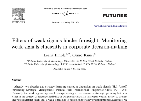 دانلود مقاله ترجمه شده درباره سیگنال های ضعیف در تصمیم سازی سازمانی